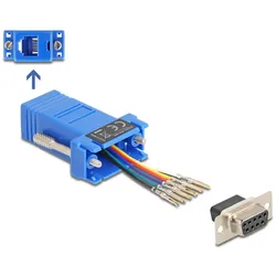 Delock D-Sub 9 Pin Buchse zu RJ12 Buchse Montagesatz blau