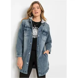 bonprix Jeansjacke mit Kapuze, blau, Gr.38, Jeansjacke mit Kapuze, 98% Baumwolle