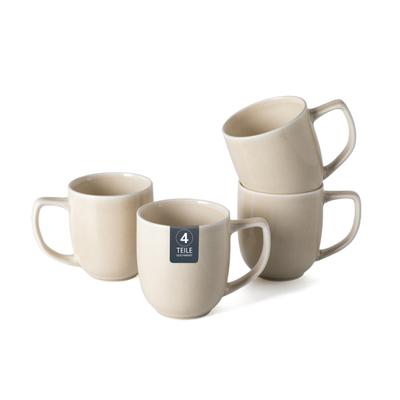 Becher OTTO HOME "Kaffeebecher Flett, mit Reaktivglasur, 4er Set", beige, H:9,7cm Ø:8,6cm, Porzellan, Trinkgefäße, Becher, spülmaschinenfest und mikrowellengeeignet, 340 ml