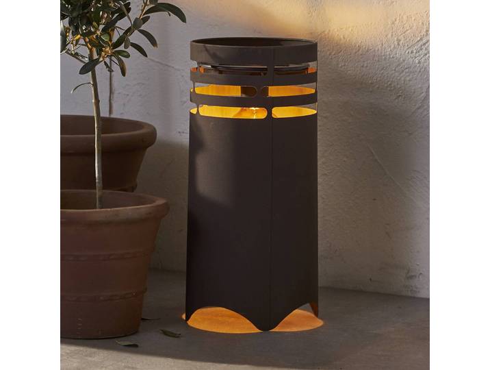 STAR TRADING Deko Solarleuchte Marron, braun / rost, Metall, Modern, Solarleuchte