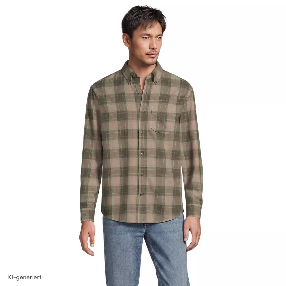 Flanellhemd Flagship Classic Fit in Tall-Größe, Herren, size: tall, Grün, Baumwolle, by Lands' End
