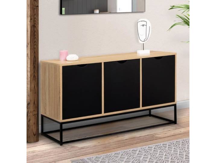 ID MARKET buffet 3 portes 113 cm Moderne noir