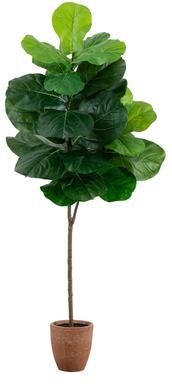 Nearly Natural 6' Giant Leaf Fiddle Leaf Fig in Planter Real Touch - Green