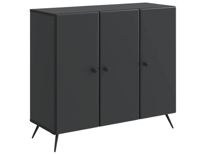 Makastle Sideboard Wohnzimmer 89 x 34,5 x 80 cm Schwarz Holzwerkstoff mit 3 Türen und 2 Regalen