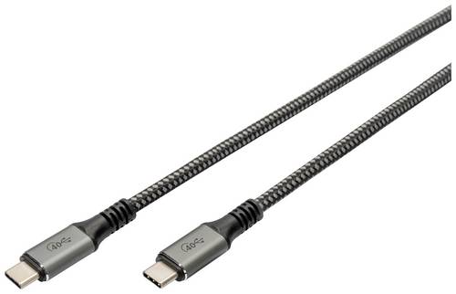 Digitus USB-C Kabel USB4 USB-C Stecker 1.00 m Schwarz Geflechtschirm, Geschirmt, reißfest, Rund, 8K UHD DB-300443-010-S