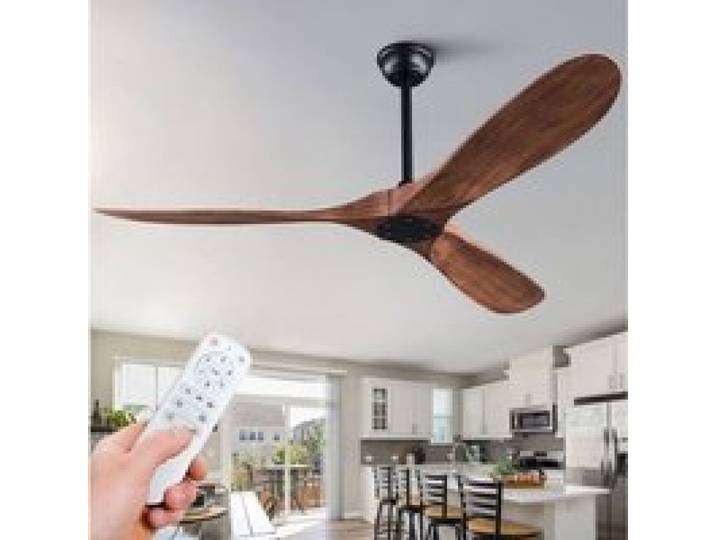 Ventilateur De Plafond 52 Pouces 6 vitesses moteur DC réversible silencieux noir noyer foncé noir VENTILATEUR DE PLAFOND