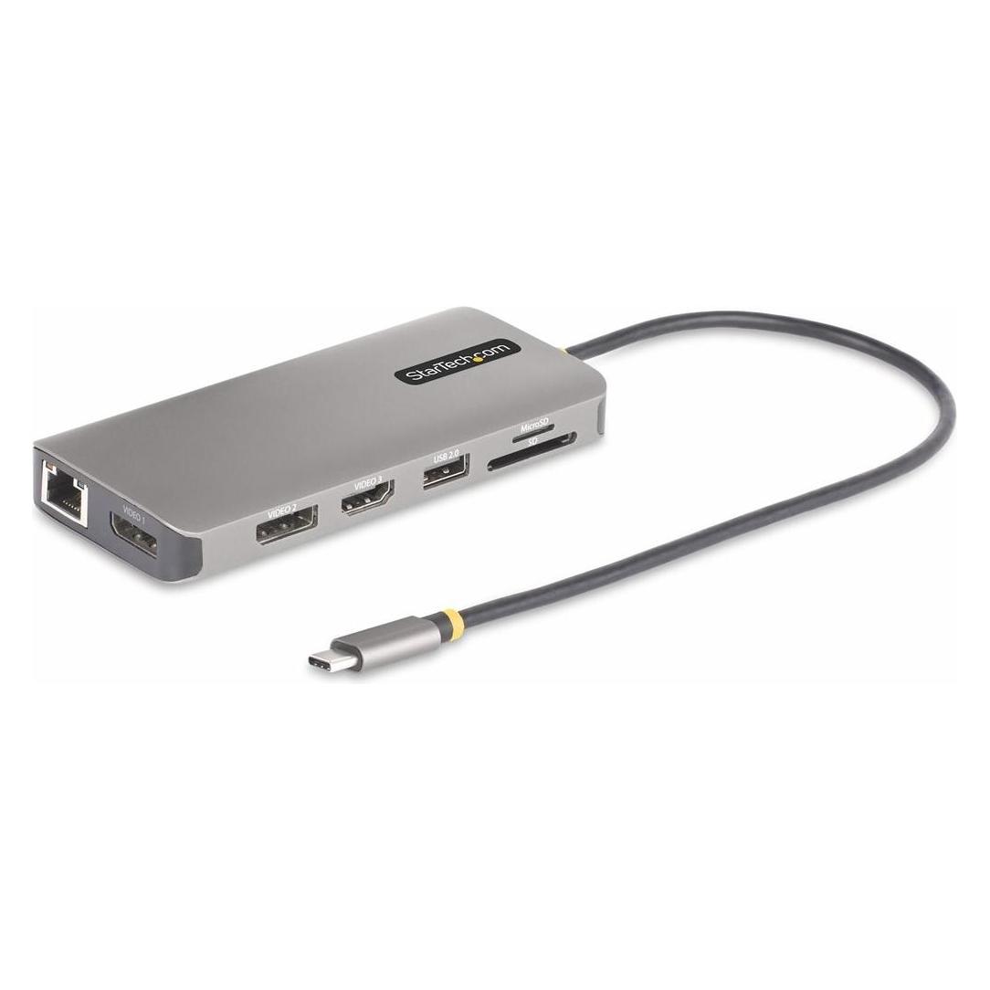StarTech COM Drei Monitor USB-C Multiport Adapter 2x 4K 60Hz + 4K 30Hz HDMI & DP 4x USB-A 100W GbE L (USB-C, 3 Ports) (154B-USBC-MULTIPORT)