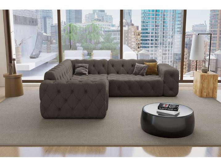 Sofa Dreams Ecksofa Ecksofa Menorca L-Form in Stoff, Ecksofa, L-Form, Rundumbezug aus gepolstertem Boucle-Stoff
