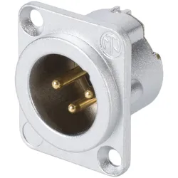 NEUTRIK® XLR, 3-pol , Metall-, Löttechnik-Einbaustecker, vergoldete(r) Kontakt(e), Type D, chromfarben