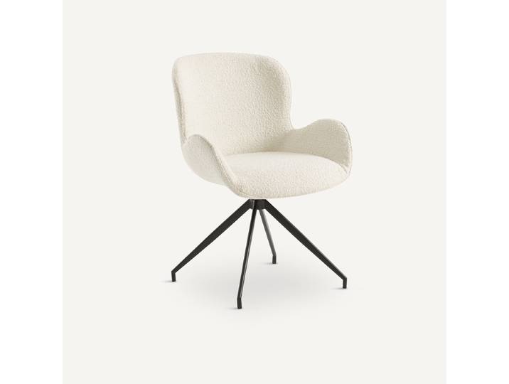 AM.PM Fauteuil de table pivotant, bouclette, Asyar Beige Craie