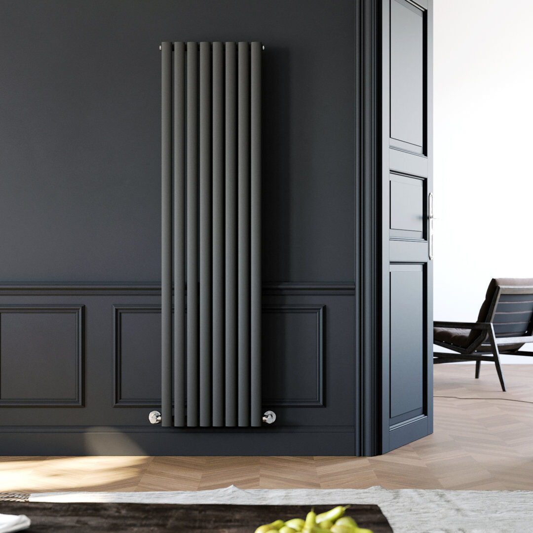 Belfry Heating Tyra Vertical Oval Panel Radiators Anthracite 180cm H x 48cm W x 5.8cm D