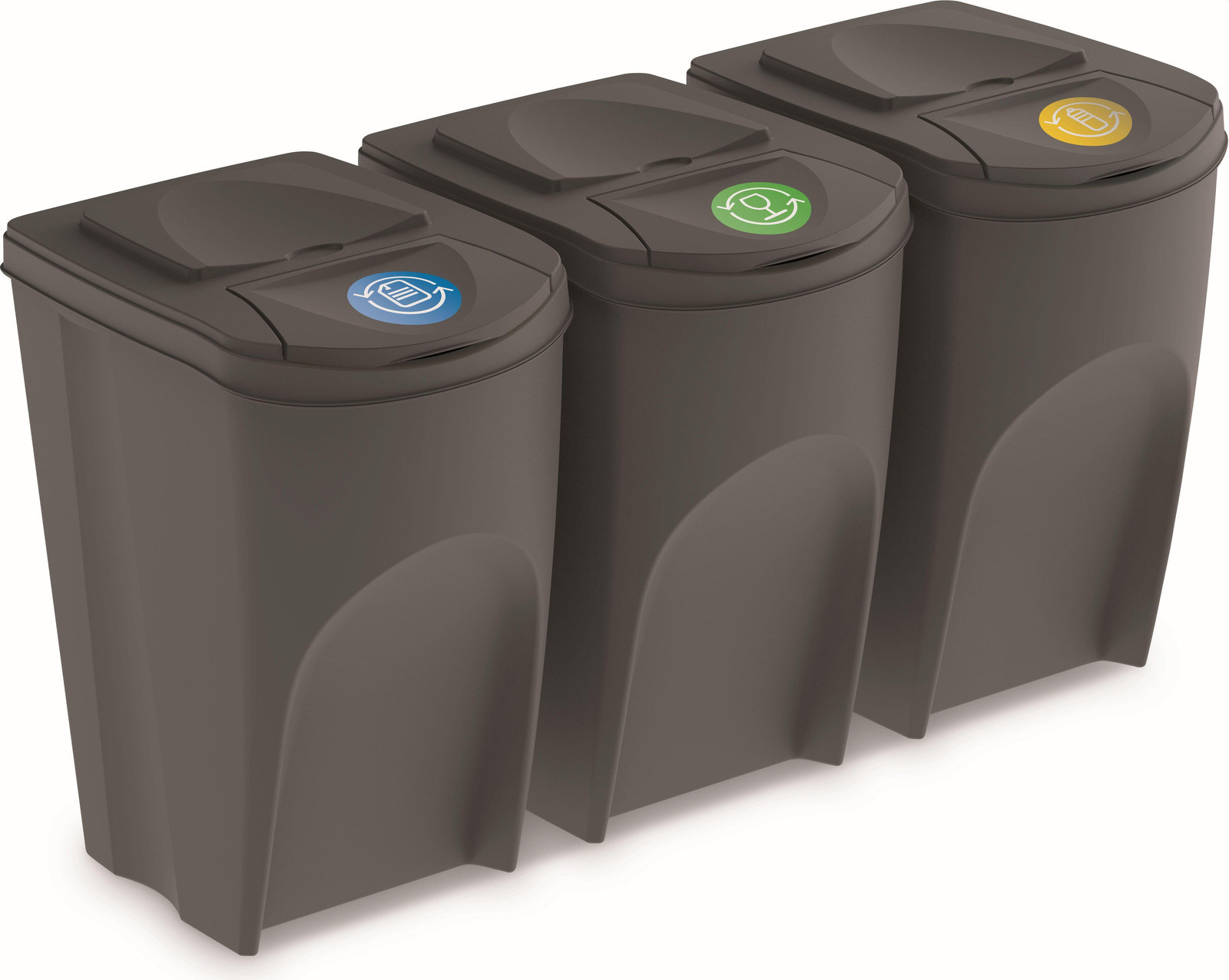 Prosperplast SORTIBOX Afvalbak met 3 compartimenten van elk 35 liter, grijs