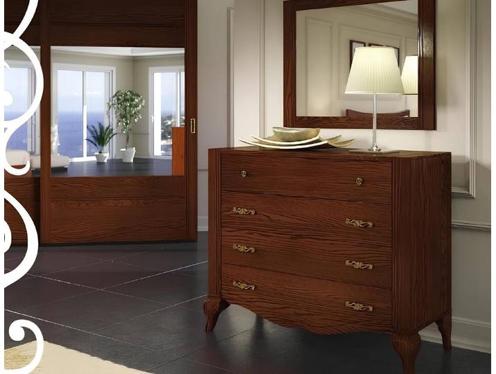 JVmoebel Schubkastenkommode Elegante Aufbewahrungskommode im Art Deco Design aus Holz (1 St., Schubkastenkommode + Spiegel), Made in Italy
