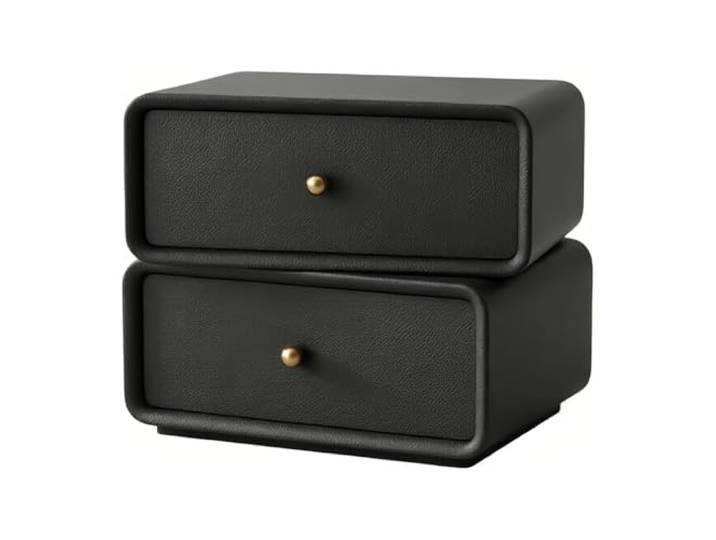 YANG11FAN Vielseitig Drehbarer Nachttisch mit Eck-Doppelschublade Schlafzimmer(Schwarz,Mittel)