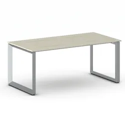 Konferenztisch PRIMO INSPIRE 180x90 cm, graues Metallgestell, Eiche natur
