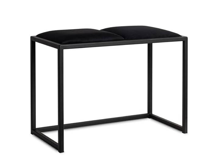 Ferro Sitzbank Flur 64,5 cm - Velour Schwarz, Gestell Schwarz Handgefertigte Verarbeitung praktische Sitzgelegenheit beim An- und Ausziehen von Schuhen, ideal für den täglichen Gebrauch
