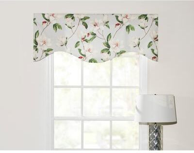 Victor Mill Magnolia Lane on grey background shaped valance