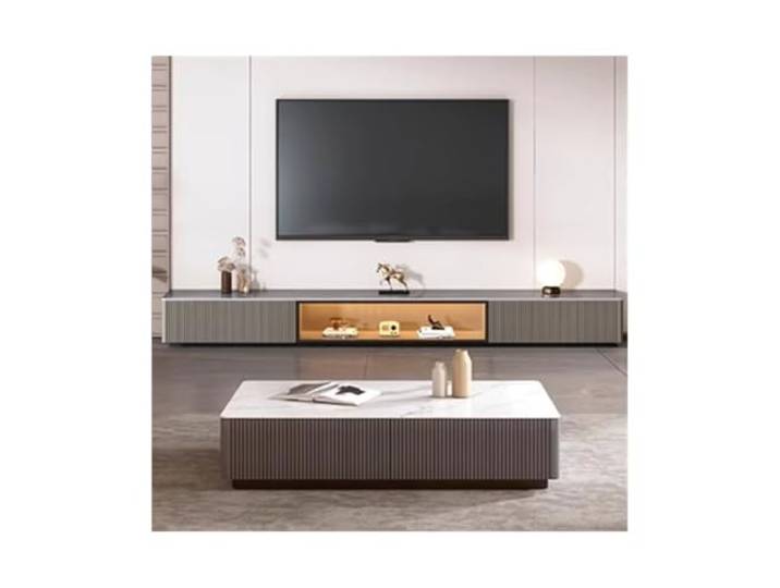 9bbhfJw4R Couchtisch im Landhausstil Rock Board Moderne Einfache Kleine Wohnung Boden Schrank Wohnzimmer Haushalt Kaffee Tisch(Grigio,Klein)