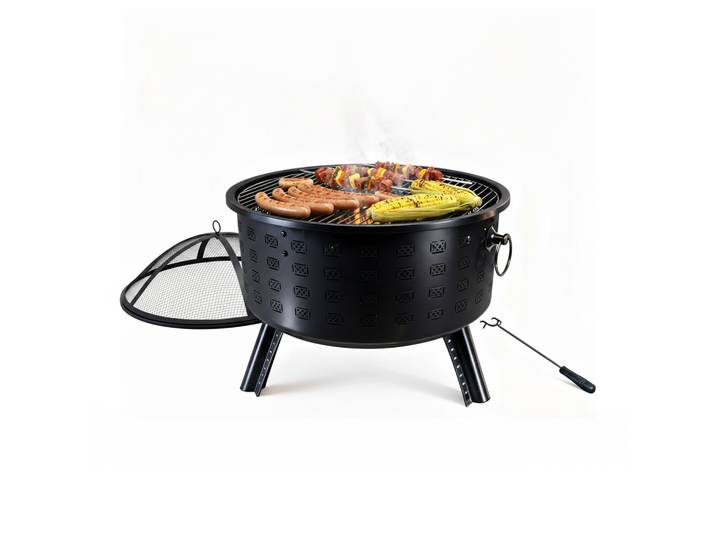 Feuerschale mit Grillrost Schwarz