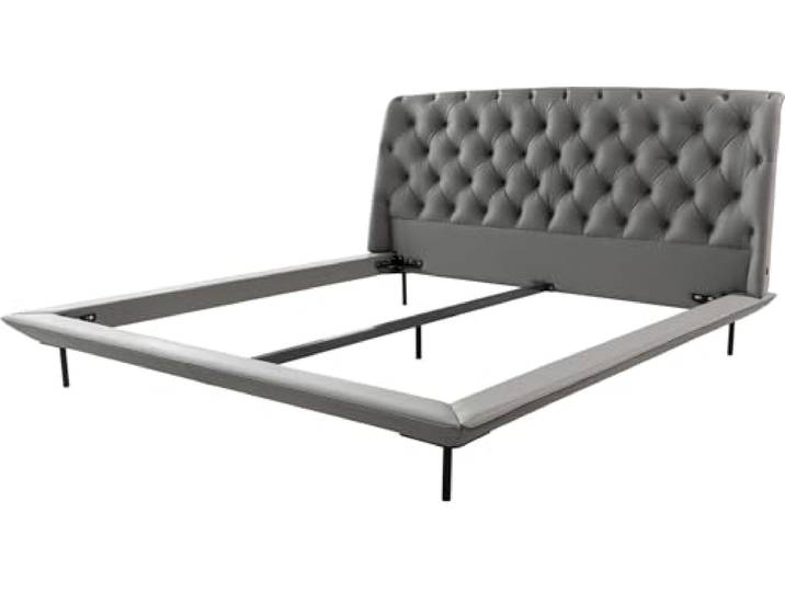 DELIFE Polsterbettgestell Rafinata Kunstleder Hellgrau 180x200 cm