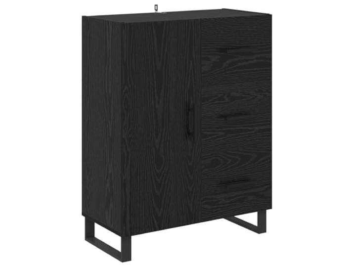 GHVBNMF Sideboard Schwarz Eichen-Optik 69,5x34x90 cm Kommode Kompakter Anrichteschrank mit Eisenbeinen für Flur und Esszimmer, bietet stabilen Platz für Geschirr und Unterlagen.
