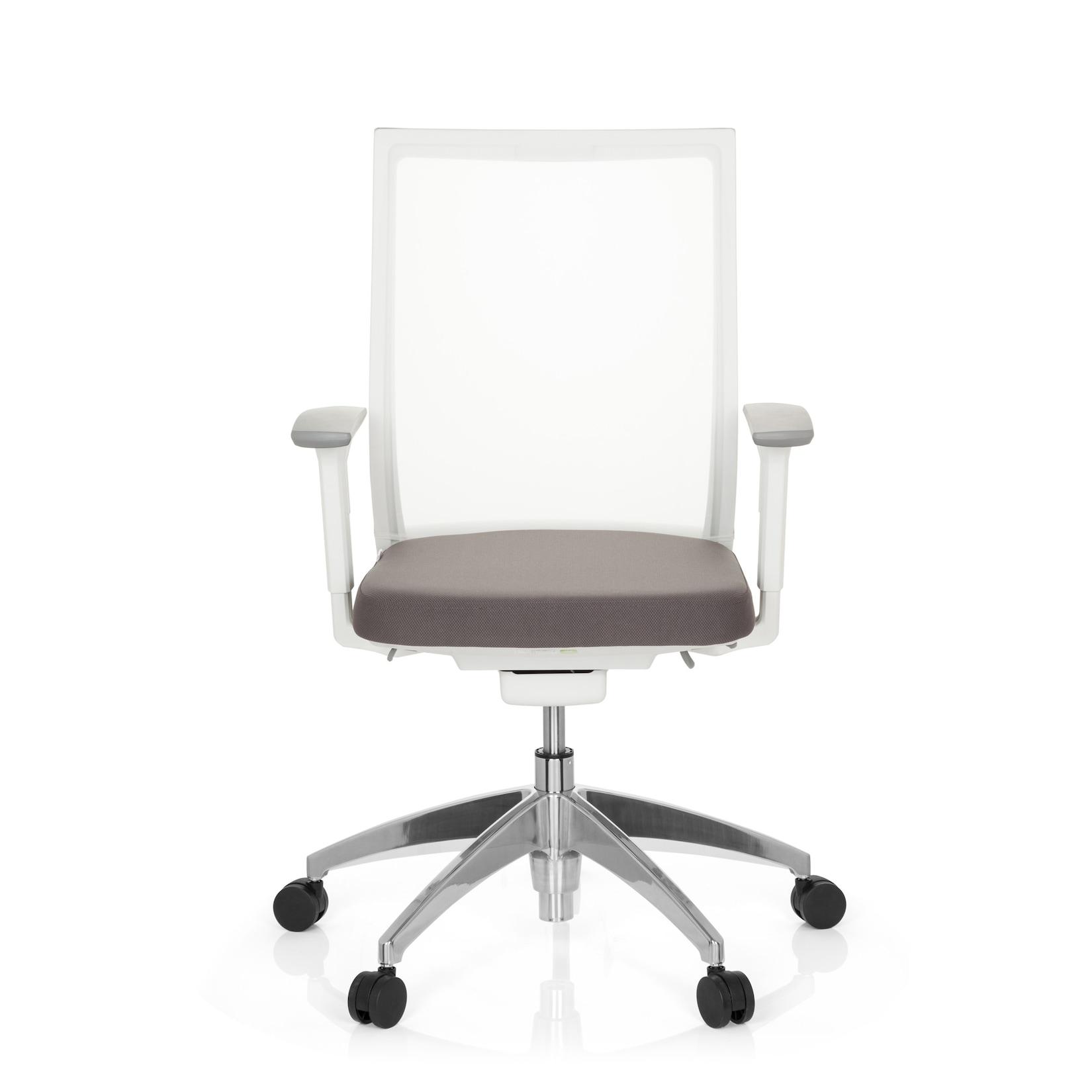 hjh OFFICE Profi Bürostuhl ASPEN WHITE Stoff / Netzstoff mit Armlehnen (höhenverstellbar)