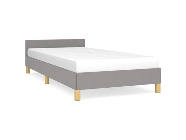 PUGYNBK Bettgestell aus hellgrauem Stoff, 80 x 200 cm Basis mit Kopfteil, stabile Beine, Holzleisten, stabil und langlebig