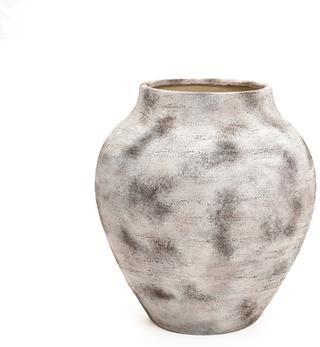 LuxenHome Rustic Gray with Weathered White Finish Stoneware Vase, Vintage Pottery