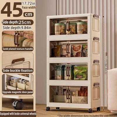 Uplift Picks Foldable Storage Cabinet Large Capacity Dustproof Wardrobe Organizer 45 Cm 4 Layers