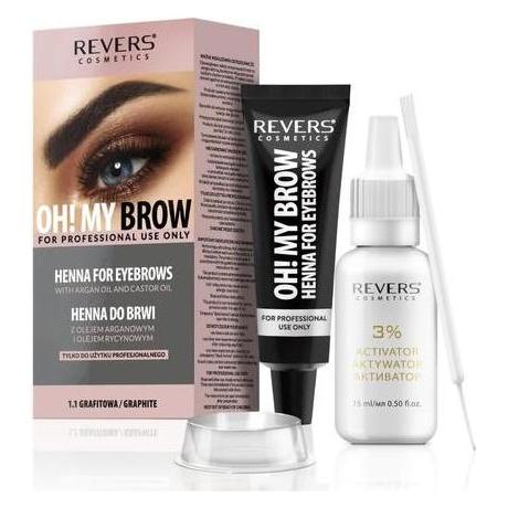 Revers Cosmetics OH MY BROW Eyebrow Tint Bio Professional Formula Graphite Gray 1.1 mit Arganöl & Rizinusöl (Graphite Gray 1.1) (46363171)