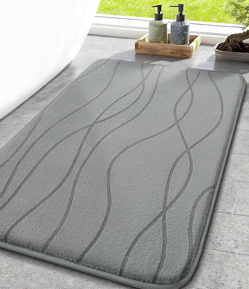 Zachte badmat met traagschuim en antislip, grijs