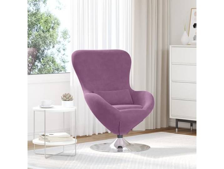 HEFZGDB Drehbarer Lila Samt Sessel mit Plüschbezug für Wohnzimmer und Schlafzimmer - Ergonomischer Drehstuhl in Modernem Design für Entspannung und Lesen