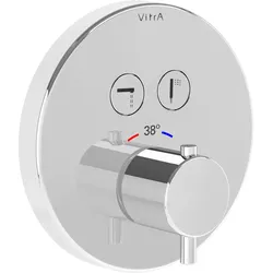AquaControl Thermostat-Einhebel-Wannenfüll- und Brausearmatur mit Drucktasten-Umstellung V-Box Unterputzmontage Form rund Chrom