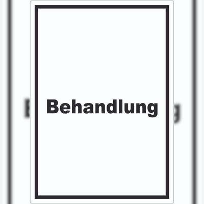HB-Druck Behandlung Aufkleber mit Text Behandlungsraum hochkant A1 (594x841mm)