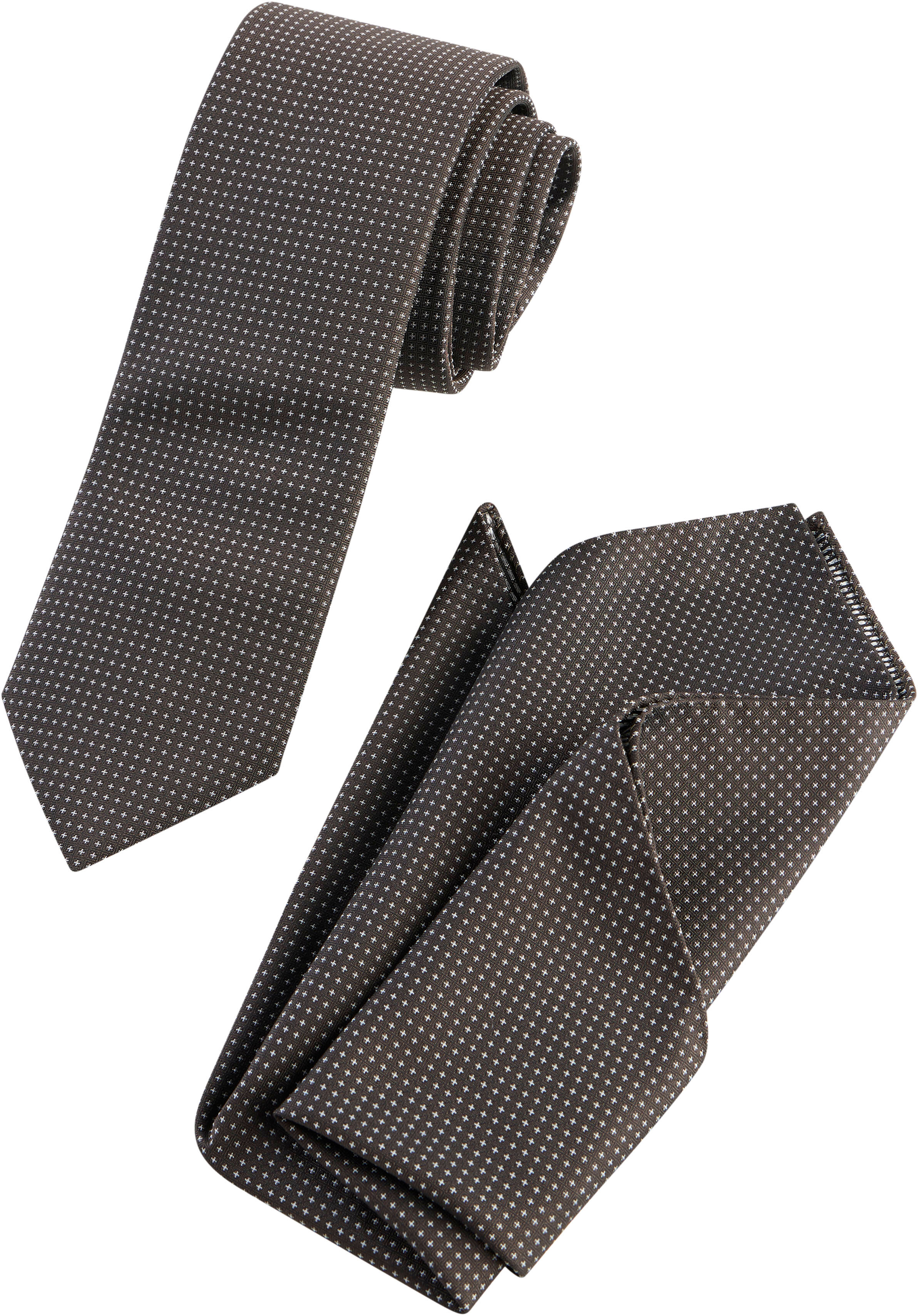 Krawatte BOSS "H-SET TIE-PKT SQ", Herren, braun (schwarz braun), Web, Materialmix, gemustert, festlich, Krawatten Krawatte, mit Einstecktuch, Geschenkset, Seidenmischung