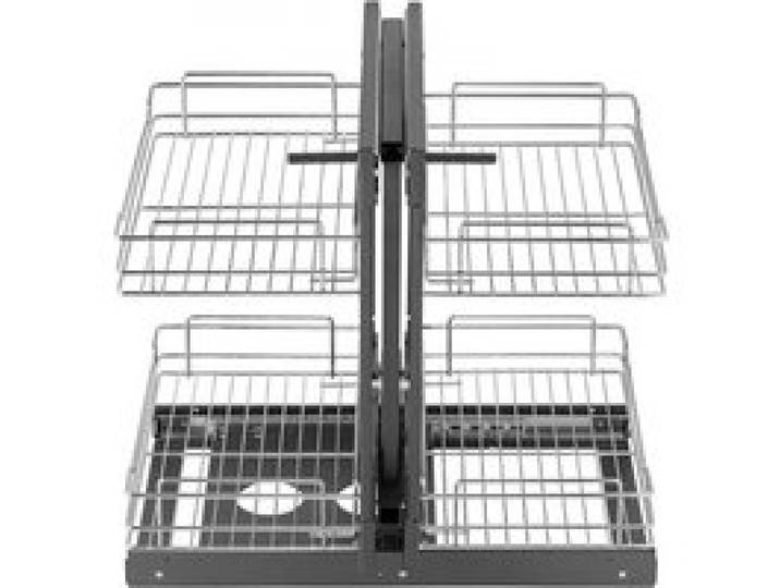 VEVOR Küchenschrank-Organizer mit 2 Ebenen & 4 Ablagen, Aufbewahrungskorb aus verchromtem Karbonstahl, Aufbewahrungs-Organizer, links und rechts zu öffnen, min. Türöffnungsbreite 38 cm