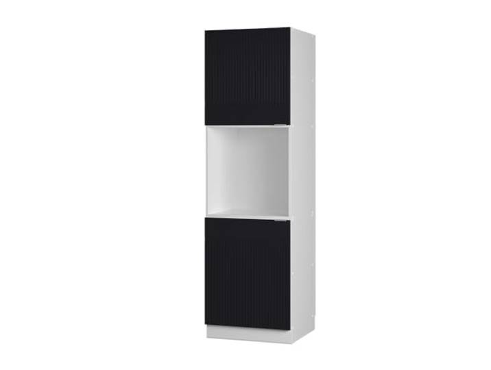 Vicco Herdumbauschrank Fame-Line, Schwarz gestreift, 60 cm MDF-Front · Soft-Close · Höhenverst. Füße · Metallgriffe · Einfache Integration