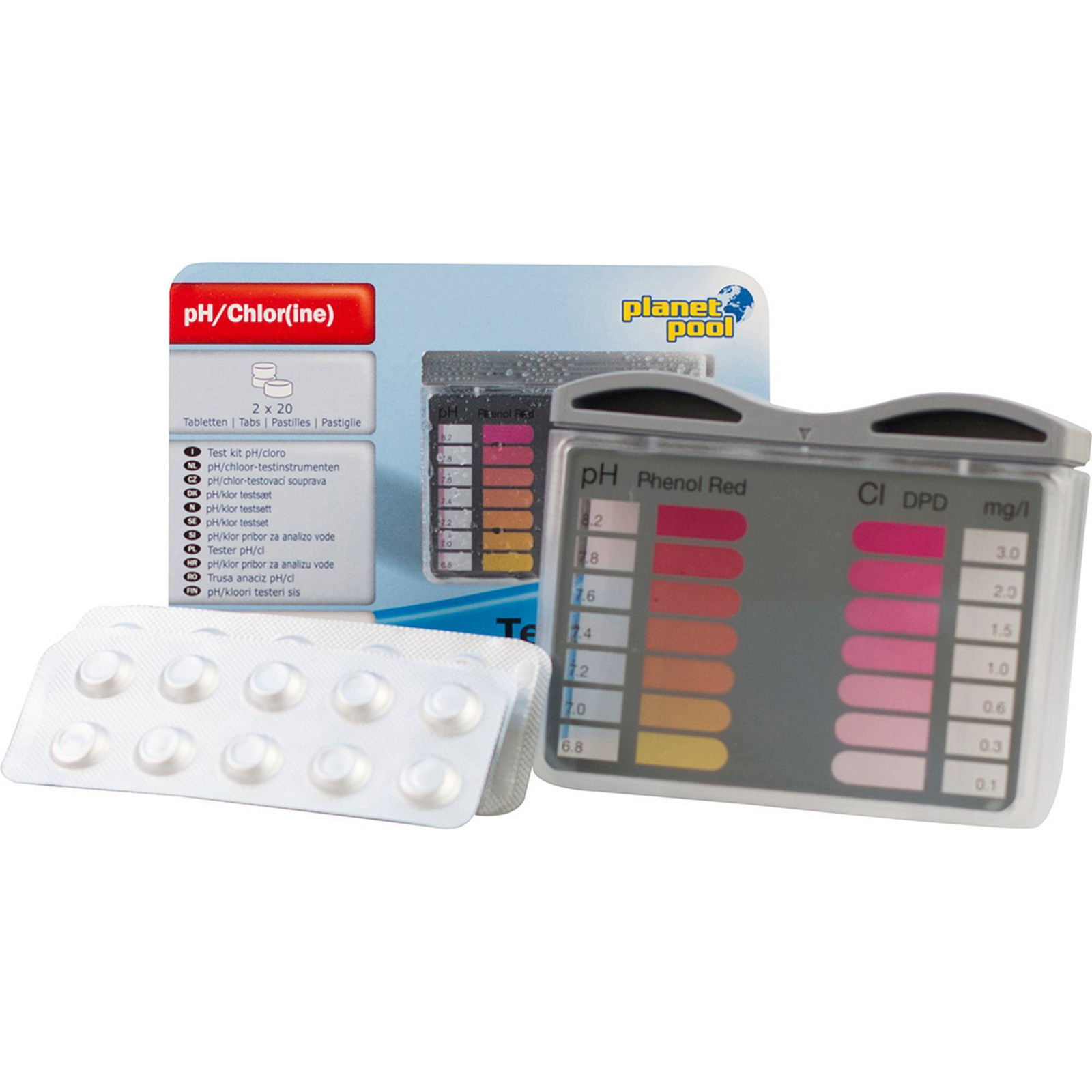 Planet Pool pH- en chloortestset met 20 tabletten