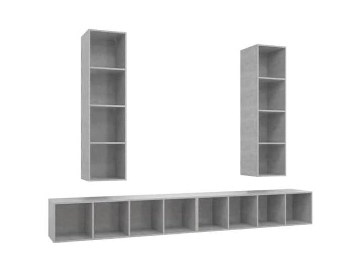 LMTYOENFG 4er Set TV Wandschrank Betongrau Holzwerkstoff Hängeschrank Flexibles Lowboard Set fürs Wohnzimmer mit 4 Fächern je Schrank. Horizontale oder vertikale Wandmontage möglich.