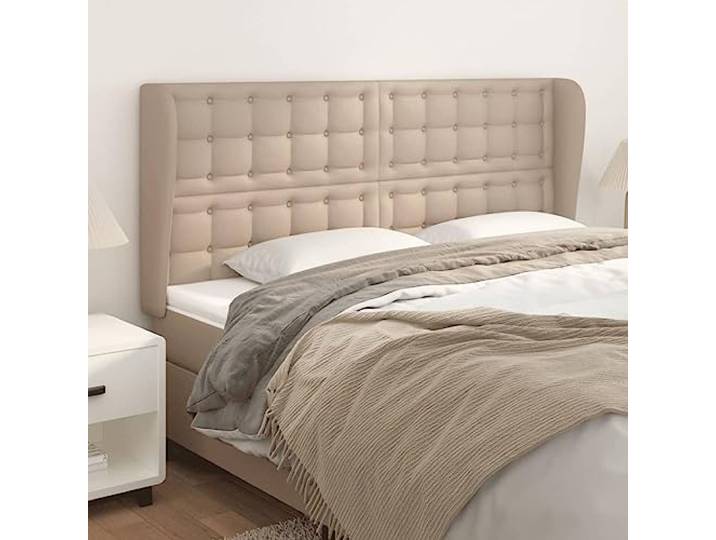 KTHLBRH Kopfteil aus Kunstleder, Cappuccino, klassisch, elegantes Design, für Bettgestell mit verstellbaren Höhen und Beinen aus massivem Lärchenholz, robust und stabil