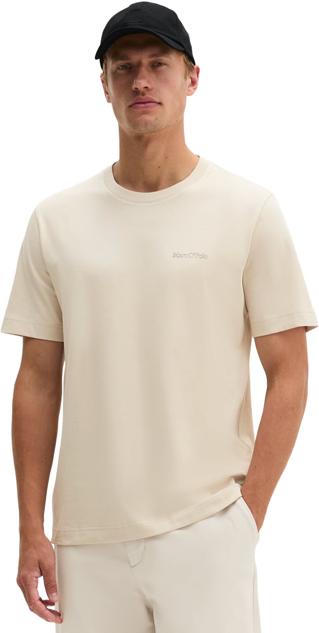 Marc O' Polo T-Shirt MARC O'POLO, Herren, Gr. S, grau silk, Jersey, Obermaterial: 100% Baumwolle, regular fit normal, Rundhals, Shirts T-Shirt, regular aus regenerativer Bio-Baumwolle, Rückenprint grau silk S