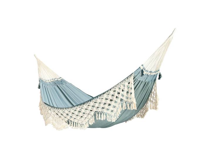 La Siesta Hängematte Kingsize Organic Cotton, Hellblau, Boho, 180x400 cm, Gartenmöbel, Gartenschaukeln, Hängematten