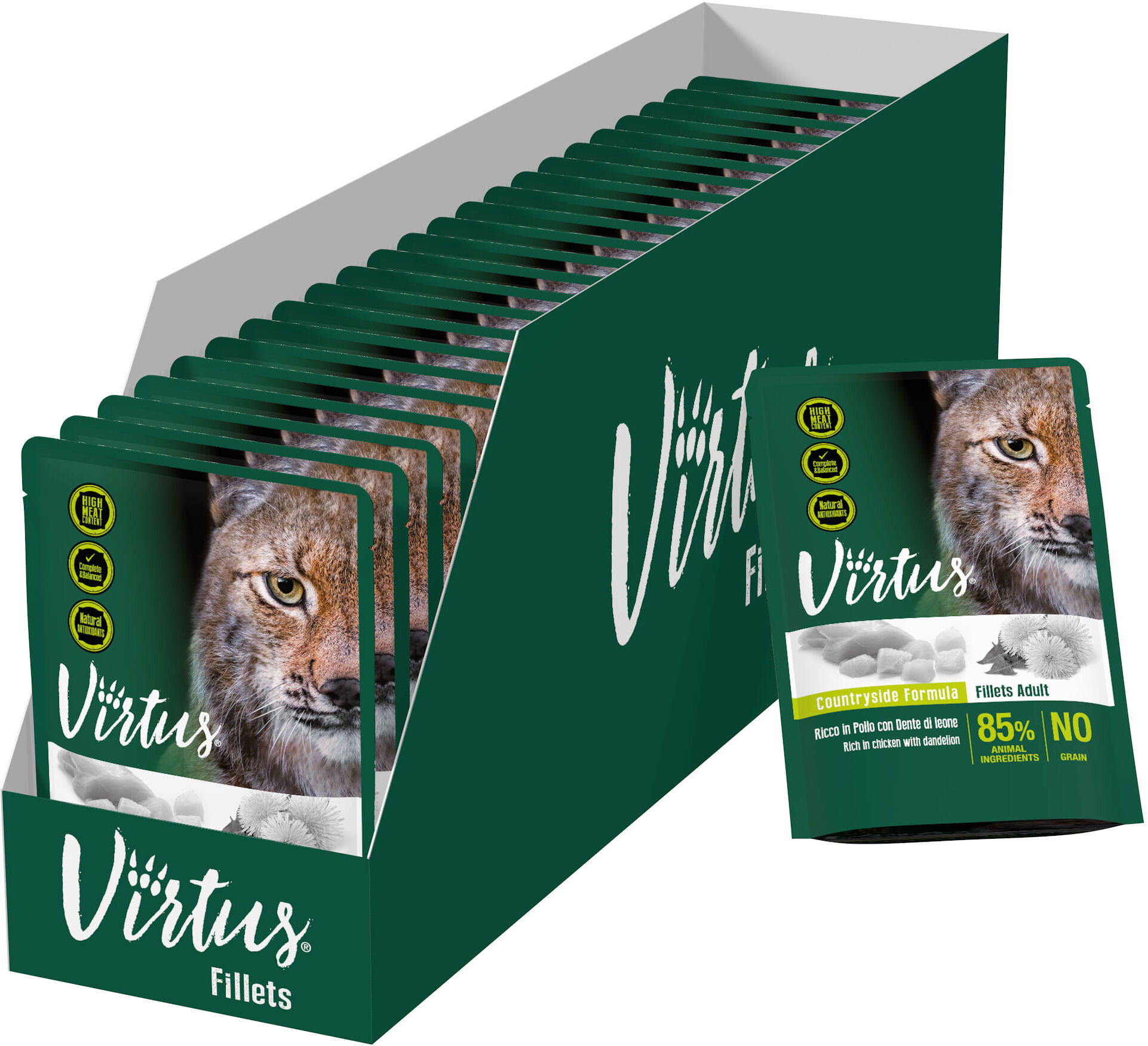 Virtus Cat Busta Multipack 24x85G POLLO CON DENTE DI LEONE
