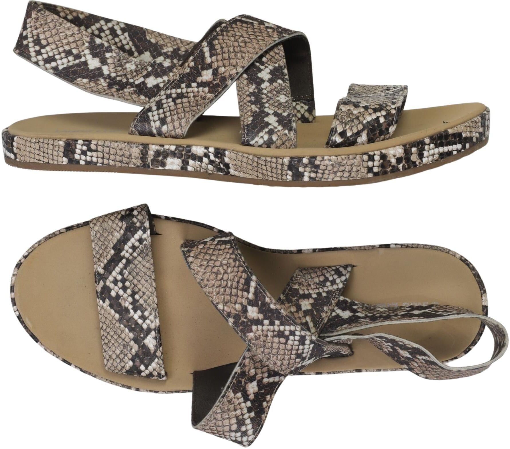 Lands End Damen Sandalen, Beige, Gr. EU 40, Kunstleder - Second Hand