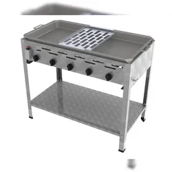 ChattenGlut Professional Gastrobräter 5-flammig Standgerät 22,5kW und Reibekuchen Auflage