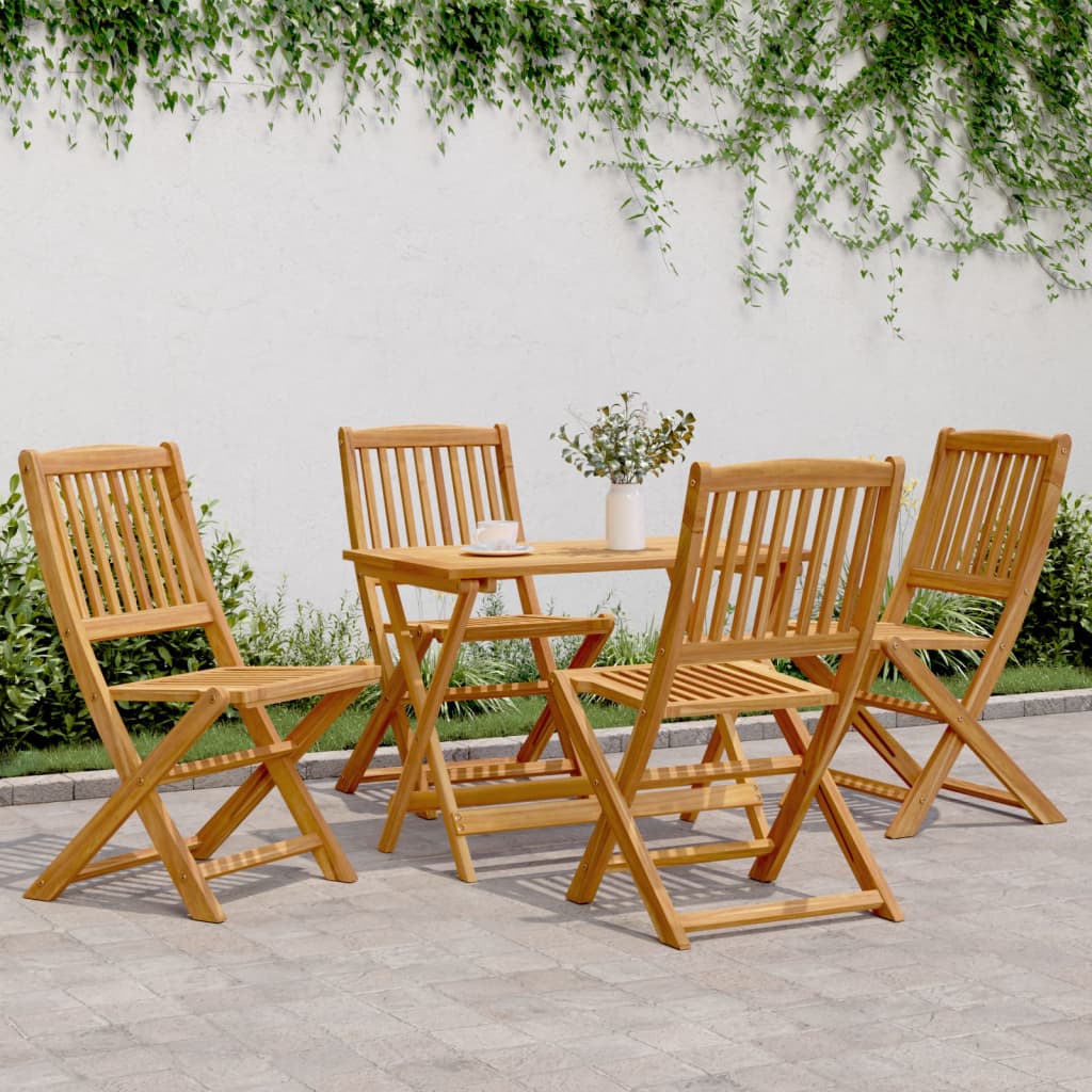 vidaXL Set de comedor de jardín plegable 5 pzas madera maciza acacia Marrón