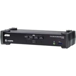 Aten 4-Port USB 3.0 4K HDMI KVMP-Switch mit dem Audio-Mischer-Modus, KVM Switch, Schwarz