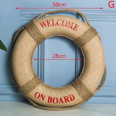 Uplift Treasures Mediterranean Navy Life Buoy Wall Hanging Nautical Home Decoration g