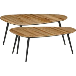 Mica Decorations, Couchtisch + Beistelltisch, Jailey Beistelltisch - 2er Set - L84 x B39 x H39 cm - Recyceltes Holz - Braun (84 x 39 x 39 cm)