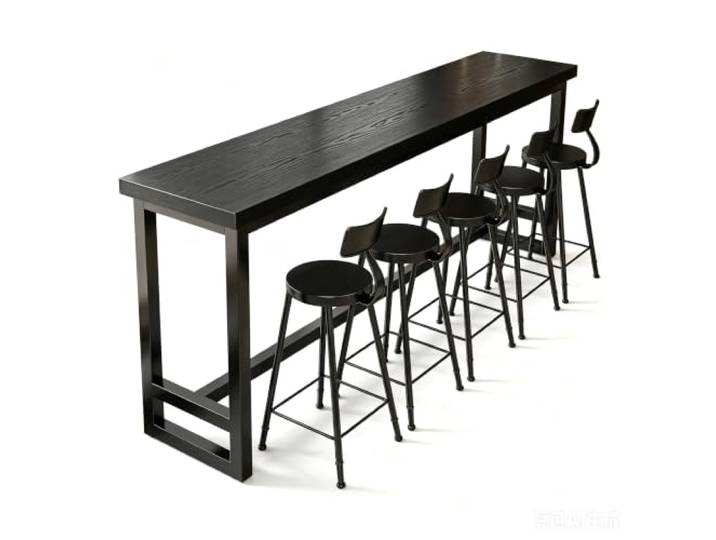 5cm Dicke Massivholz Bartisch im Industrial Stil, für Küche, Café & Bar mit industrieller Ästhetik, ideal für Küche, Kneipe und Café-Dekor; Hocker nicht enthalten
